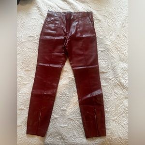 ZARA burgundy leather pants. Zipper doesn’t work  (See description)
